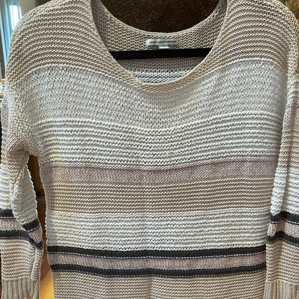 American Eagle neutral color striped sweater
